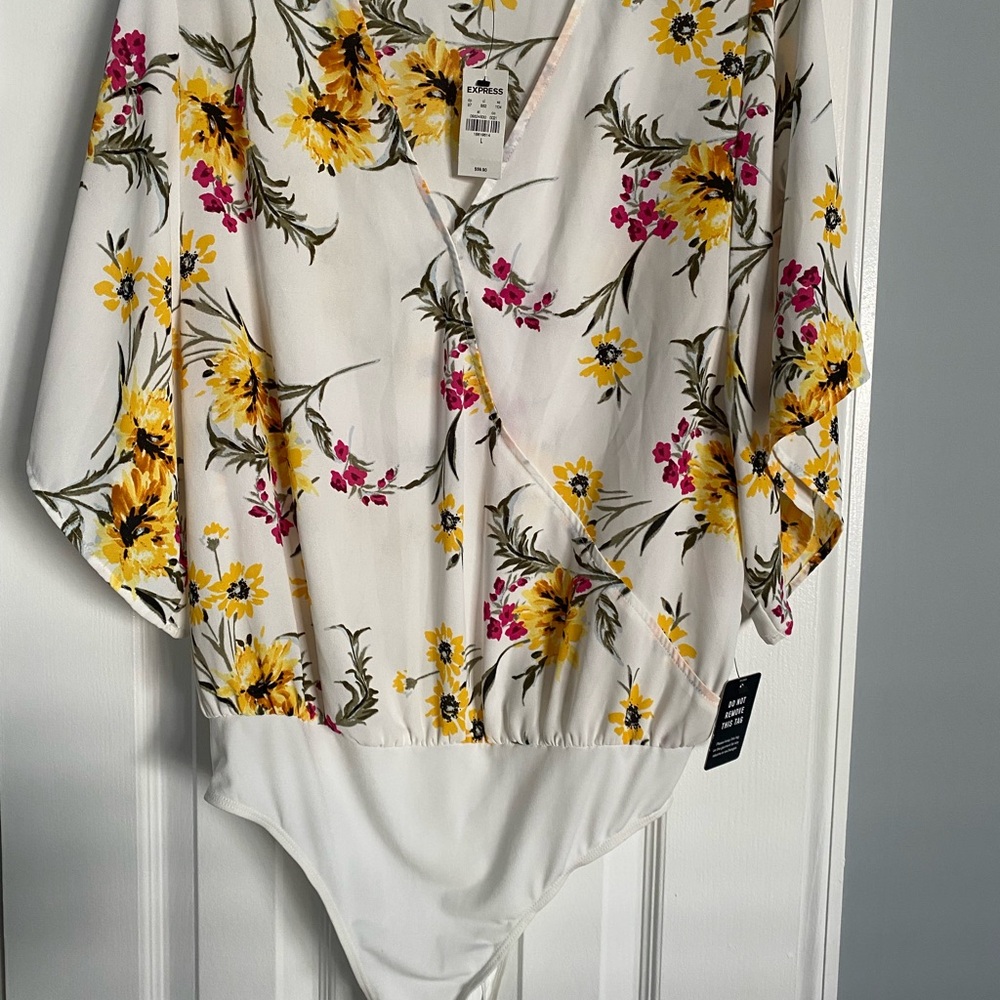 Express Floral Wrap Bodysuit